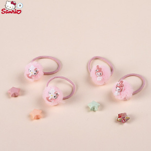 甜美可爱蕾丝毛绒球发圈婴儿童发饰皮筋宝宝扎头发绳 KT凯蒂猫正版