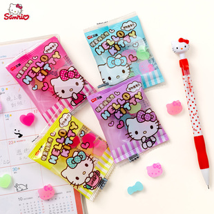 正品Hello Kitty儿童糖果橡皮擦6个装 彩色果冻小橡皮可爱蝴蝶结