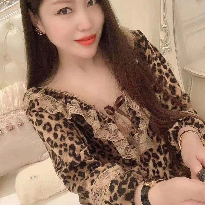 网红睡衣女2021秋冬新款韩版显瘦宽松套装大码家居服蕾丝两件套