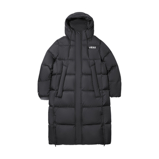 运动休闲保暖外套AYMV325 中国李宁男士 黑色长款 新款 羽绒服冬季