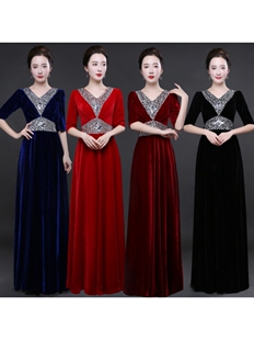 长袖指挥服合唱演出服女中长款中老年气质演奏大码胖妹妹可定制