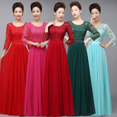 演出服女青春礼服裙高端定制长款 团体合唱独唱长裙红色 胖妹大码