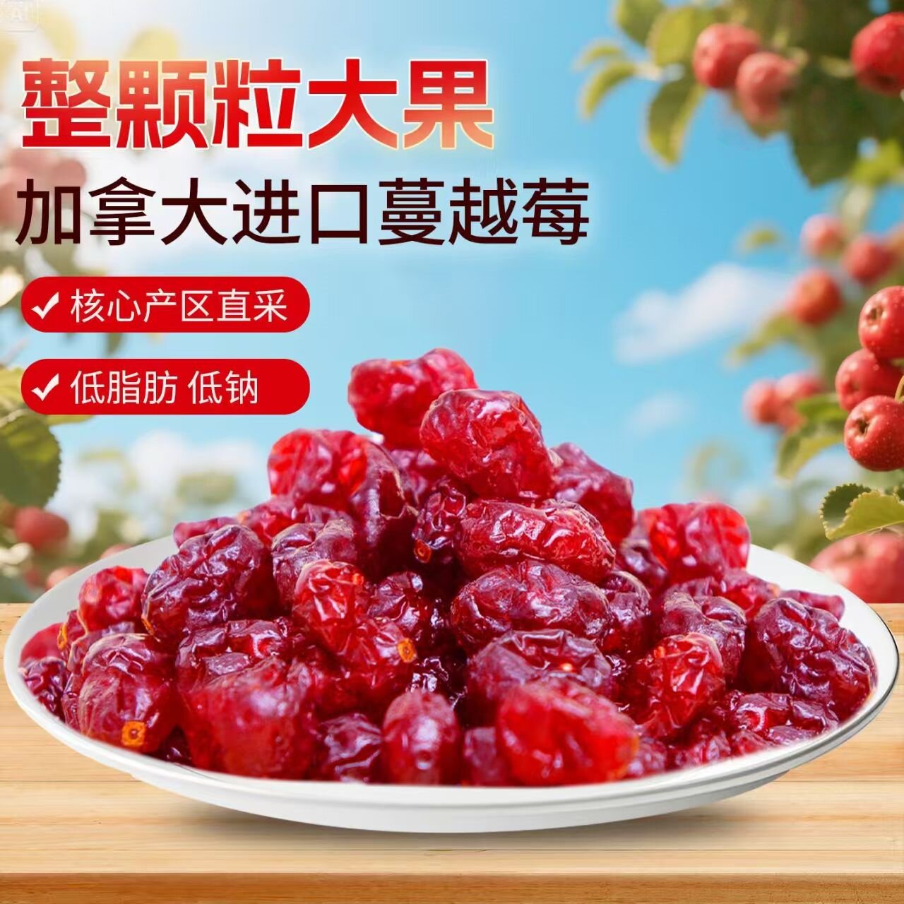 整颗加拿大蔓越莓干大颗粒酸甜