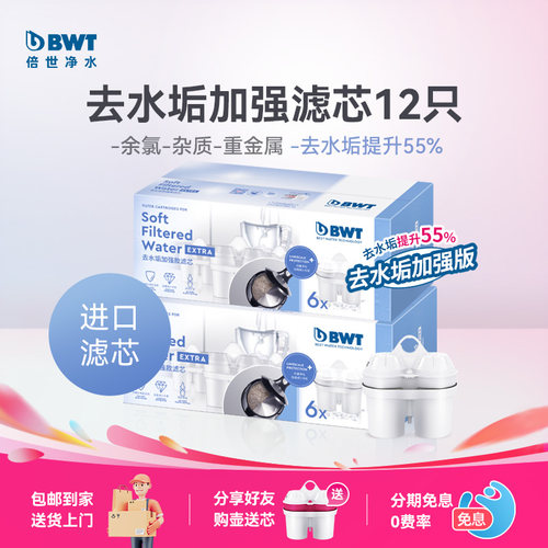 德国bwt滤芯净水壶过滤水壶净水器通用碧然德去水垢加强滤芯12只