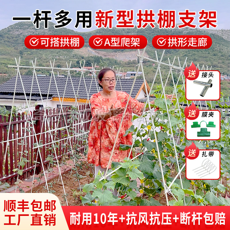 新型拱棚支架黄瓜豆角爬藤架植物立杆架瓜果蔬菜花卉温室种殖大棚