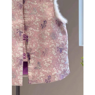 新中式仿水貂毛毛马甲秋冬夹棉国风背心马甲外穿高级感大码上衣女