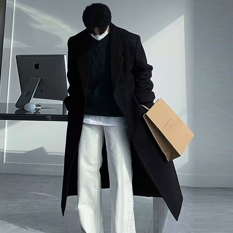 男士毛呢大衣男中长款冬季加厚羊绒呢子风衣套装韩版宽松羊毛外套,男装,毛呢大衣,淘宝优惠券,粉丝福利购,淘宝优惠卷