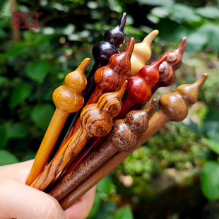 唐三把绿檀木胖葫芦发簪葫芦福禄木簪百搭可爱Q萌半盘全盘头饰簪