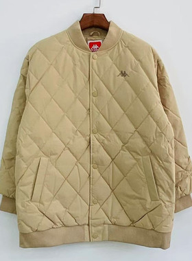 Kappa卡帕学院风新款羽绒服女款绗缝保暖无领防寒外套K0C82YY02D