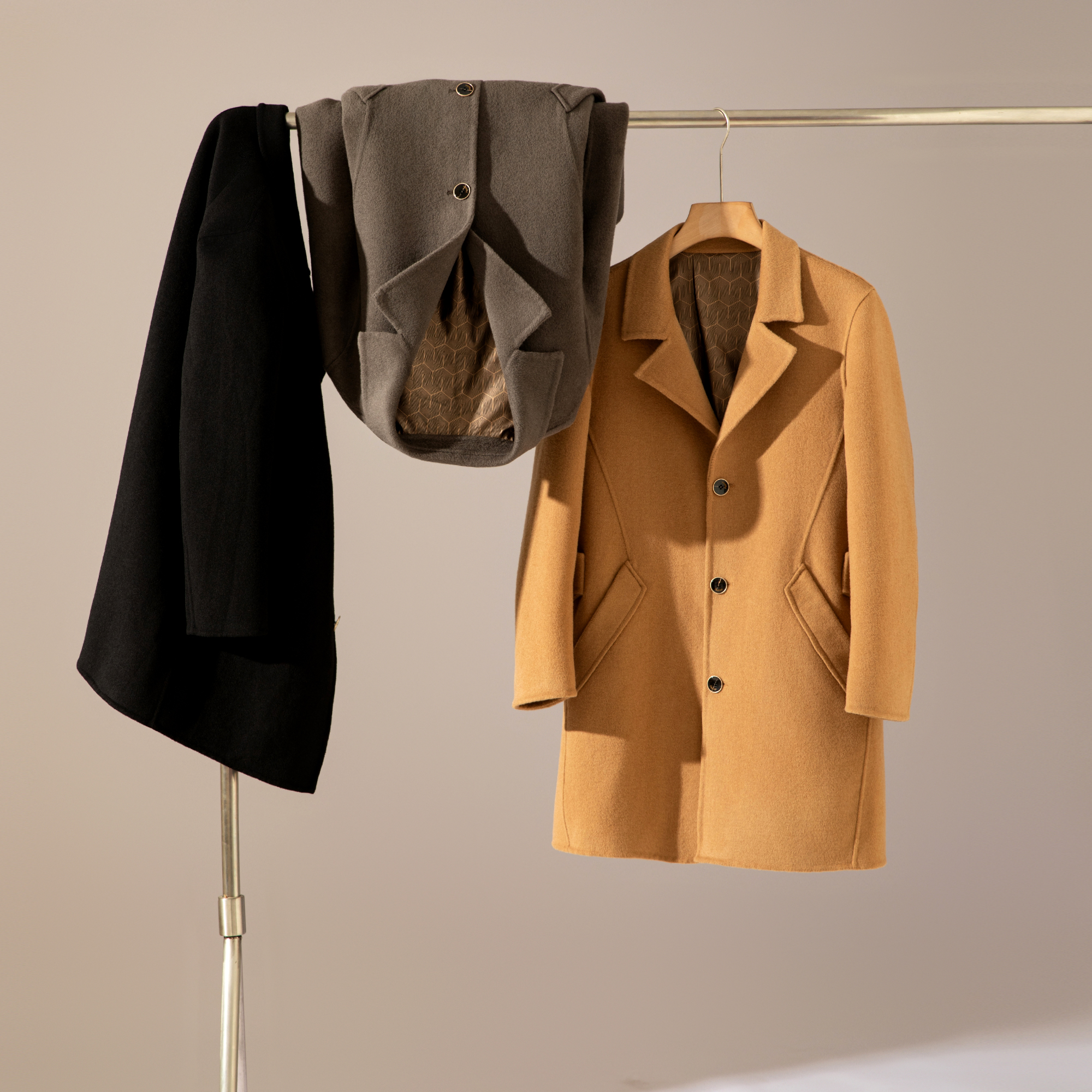 秋冬男士中长款翻领羊毛毛呢大衣