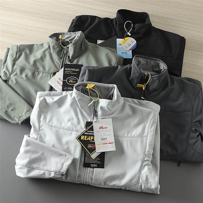 户外立领软壳衣男女秋冬男士防风防水加绒保暖冲锋衣短款风衣夹克