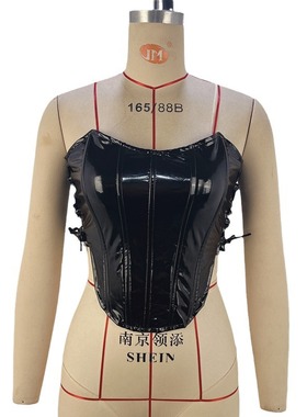 2026 women clothes欧美风女装春夏性感辣妹金属色绑带抹胸背心鱼