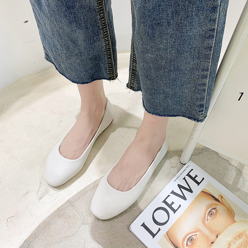 2026 shoes women35-43大码女鞋方头平底单鞋牛筋浅口豆豆鞋休闲,流行男鞋,单鞋,淘宝优惠券,粉丝福利购,淘宝优惠卷