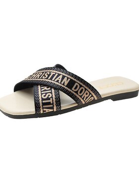 2026 shoes women外贸大码42网红拖鞋女外穿夏季新款欧美时尚一字