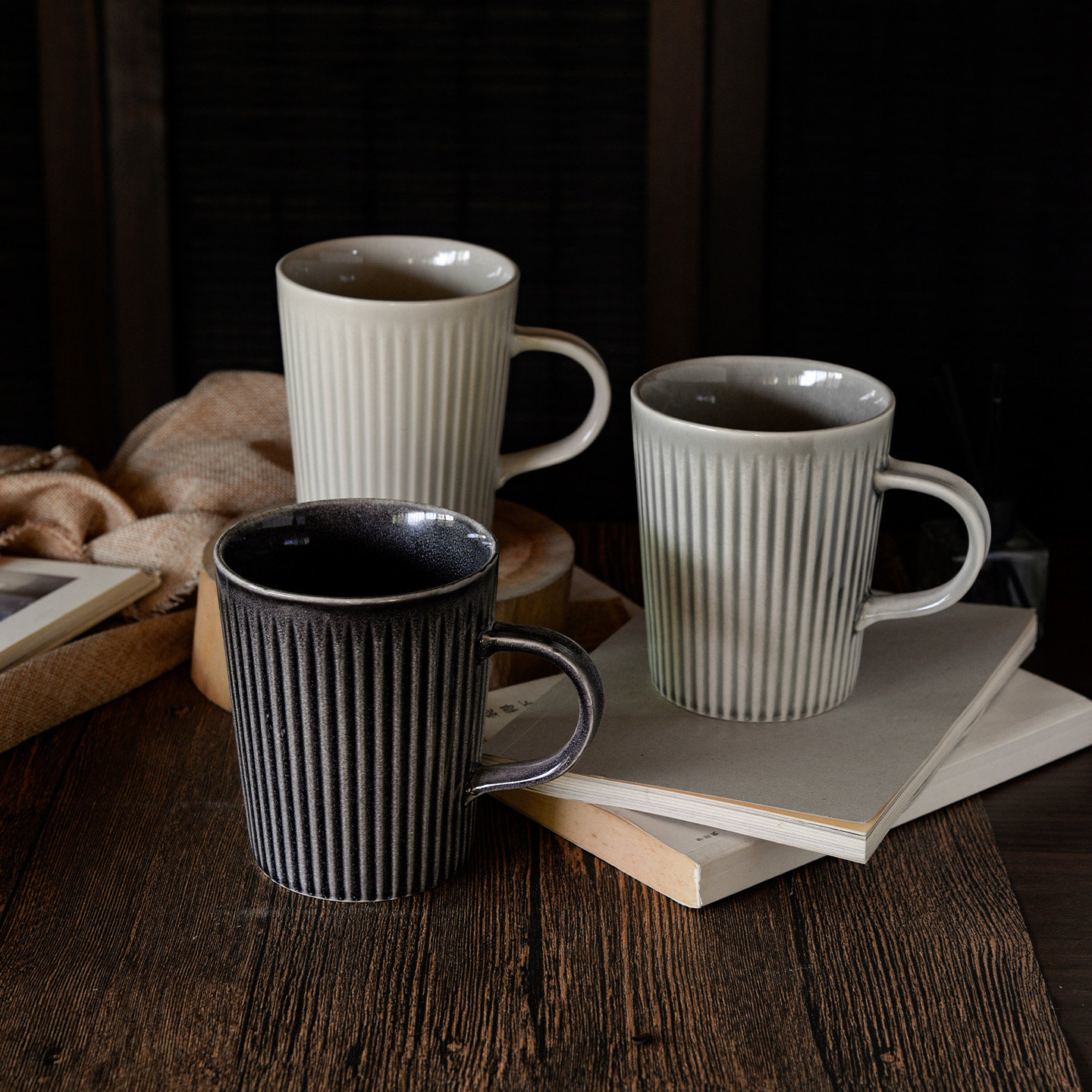 三拾家 简约休闲风竖条纹陶瓷马克杯 北欧设计感咖啡杯水杯早餐杯,餐饮具,马克杯,淘宝优惠券,粉丝福利购,淘宝优惠卷