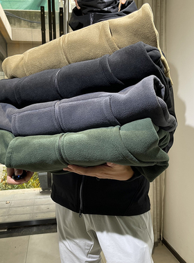 ABOX原单工厂订单加厚双面摇粒绒基础连帽休闲加绒情侣款夹克外套