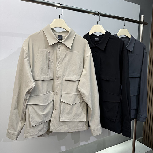 春秋户外多口袋男士翻领休闲衬衫