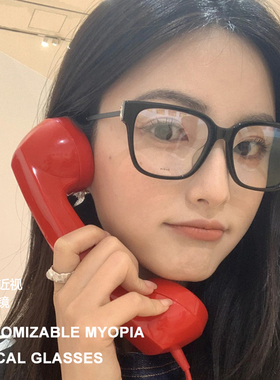 ROSE朴彩英同款黑色方形素颜显瘦近视蓝光杨树林眼镜框架女SLM480