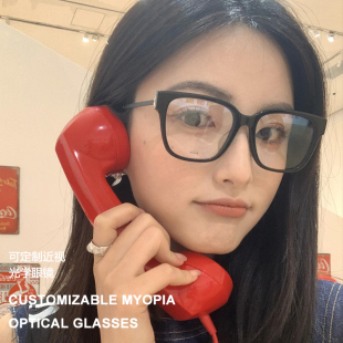 ROSE朴彩英同款 黑色方形素颜显瘦近视蓝光杨树林眼镜框架女SLM480