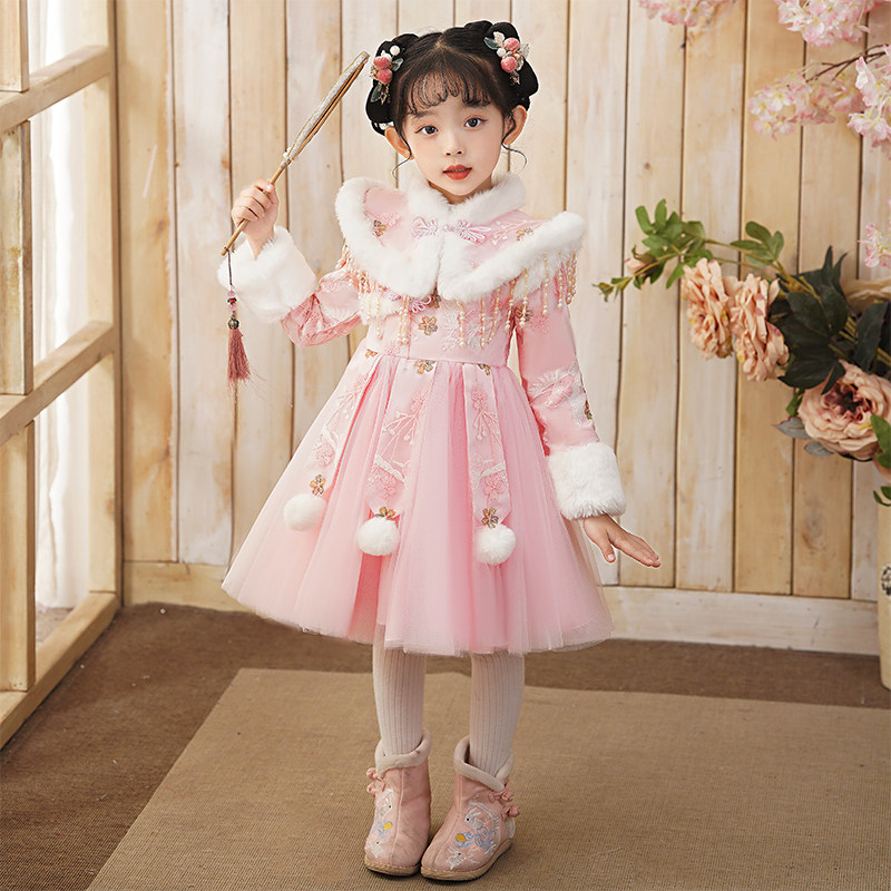 女童汉服公主裙连衣裙子女宝宝周岁礼服秋冬装儿童装新年装拜年服,童装/婴儿装/亲子装,连衣裙,淘宝优惠券,粉丝福利购,淘宝优惠卷