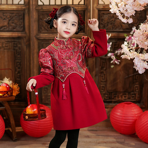 女童旗袍拜年服秋冬装公主连衣裙子儿童装2026新款过年喜庆新年装