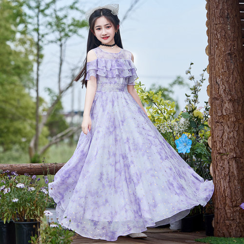 2026新款中大童女孩碎花夏季连衣裙女童公主洋气儿童装长裙子雪纺