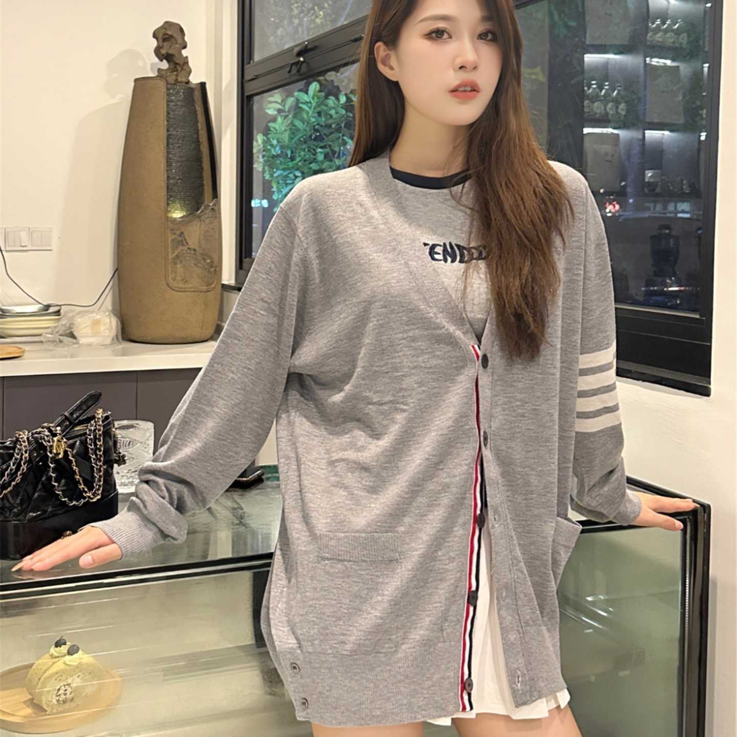 正确版原标TB细羊毛开衫毛衣男女秋冬新款宽松休闲长袖外套大码潮