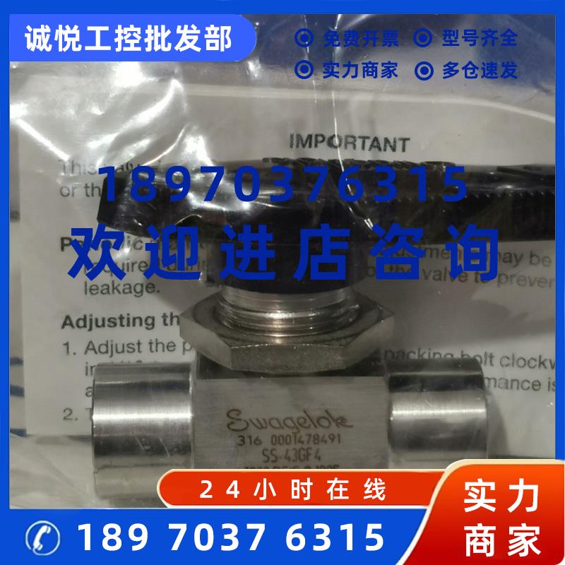议价Swagelok 世伟洛克 SS-43GF4 球阀 1/4 in.NPT内螺纹  全新原
