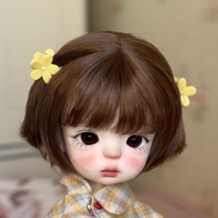桃气岛屿BJD假发6分牛奶丝双揪揪微反翘波波头
