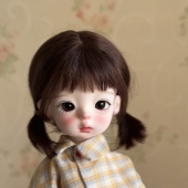 桃气岛屿BJD假发马海毛6分 4分双马尾短揪揪