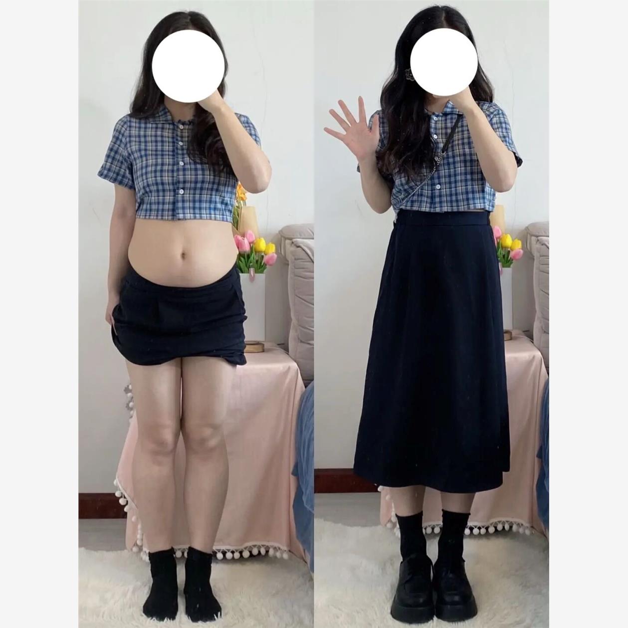 大码黑色半身裙女2025新款套装小个子夏季胖mm高腰半裙a字中长裙
