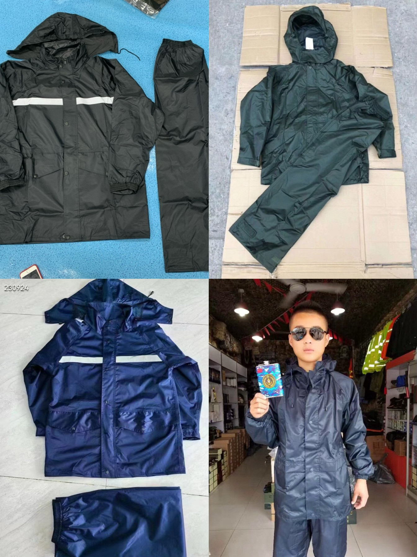 骁神正品反光雨衣套装 黑色夜间连体雨披橄榄绿雨衣火焰蓝防雨水