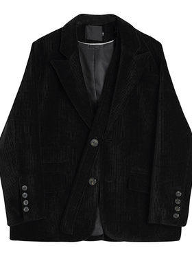 加厚夹棉黑色灯芯绒西装外套女设计感小众2026秋冬装炸街西服外套