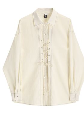 法式衬衫女设计感小众交叉绑带高级辣妹纯欲长袖显瘦上衣潮流秋季