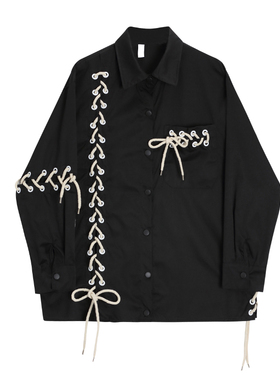 街头设计感小众衣服外套高街春秋季宽松复古炸街叠穿长袖衬衫女