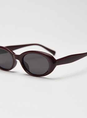 TR90扁圆波尔多红镜框显白复古偏光太阳镜防紫外线遮阳墨镜