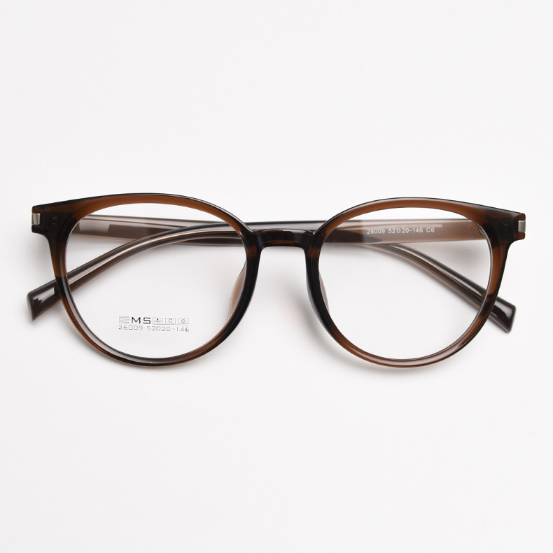 TR90超轻茶色复古圆形近视眼镜框茶色男女文艺镜架大框可配度数
