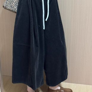 灯芯绒裤 气质裤 子女2025秋季 韩版 裙女 新款 大阔腿设计感八分裤