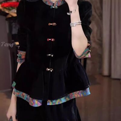 新中式国风立领盘扣长袖开衫女