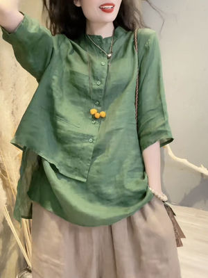 显瘦复古七分袖上衣女