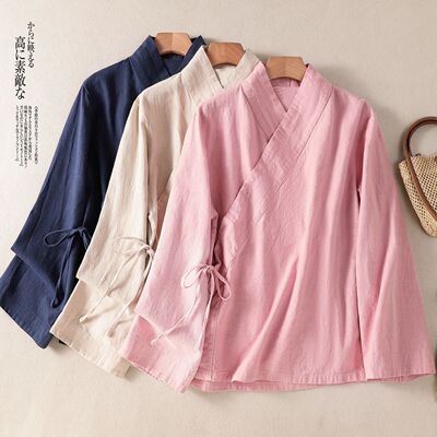 斜襟棉麻太极八段锦练功服