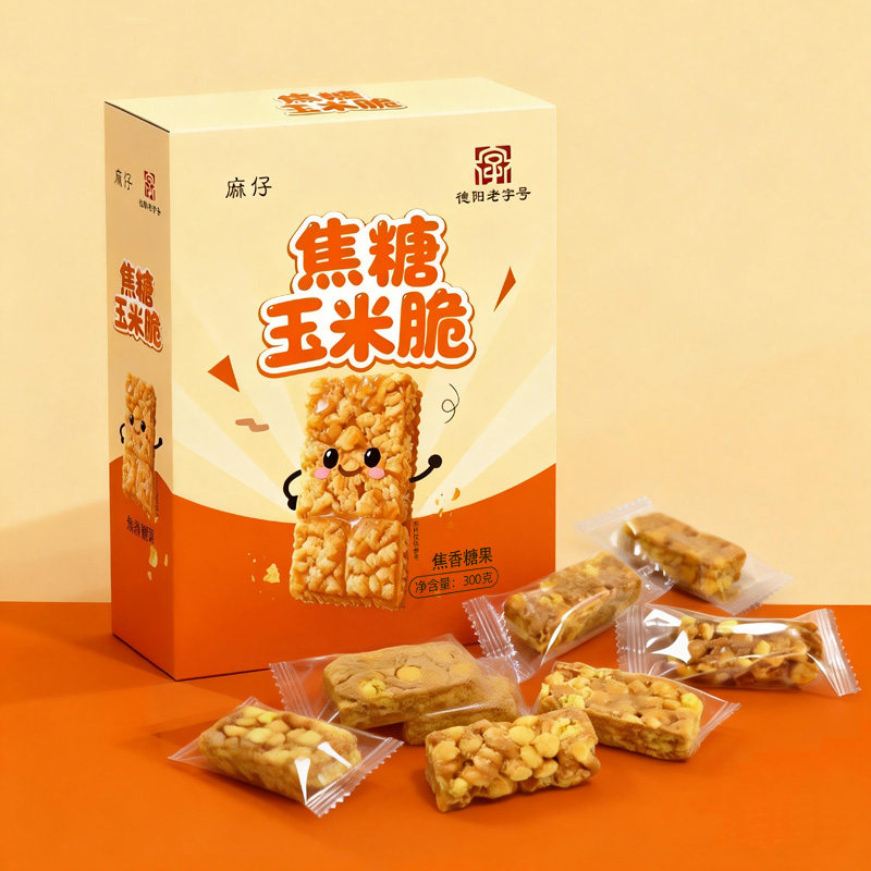 麻仔焦糖玉米脆焦香太妃糖果玉米酥糖过年节日送礼办公室零食