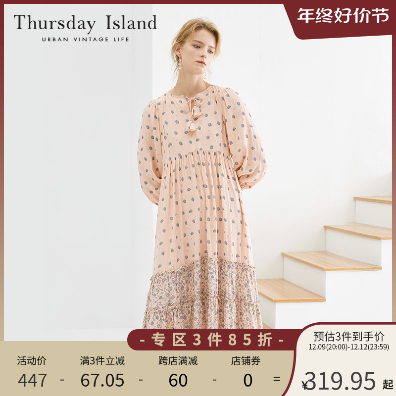 Thursday Island星期四岛屿春季宽松小碎花连衣裙长裙T222MOP139W