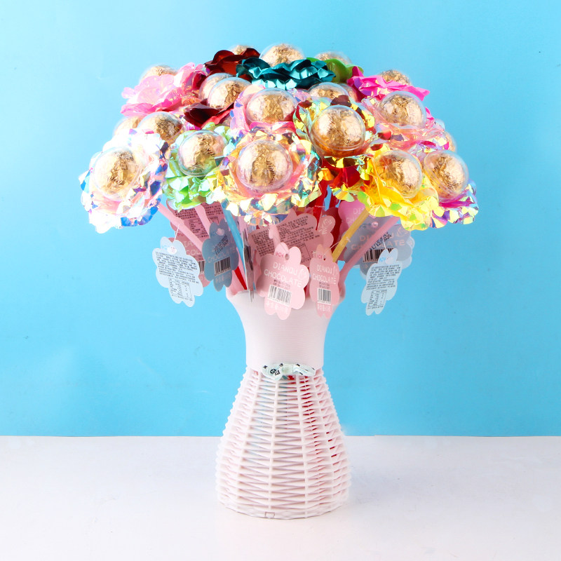 典趣长棒微笑花巧克力情人节巧克力礼物年货休闲零食儿童批发厂家