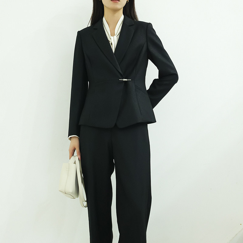 珂曼女装2025秋冬新款套装西裤子绵羊毛长裤中腰气质商务通勤休闲