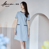 春夏装 新款 圆领半袖 珂曼女装 高腰套头长款 裙子连衣裙女