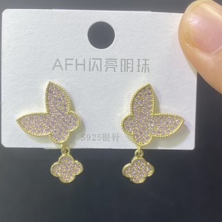 大厂耳环闪亮明珠925银针仙女可爱耳饰耳钉