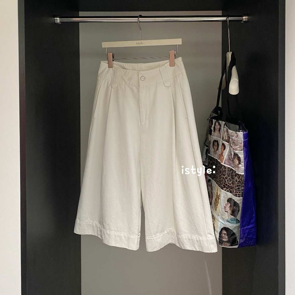 韩国istyle秋季2025新款法式气质小香风直筒阔腿裤纯色七分休闲裤