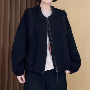 黑色短外套2026春季新款今年流行爆款宽松百搭洋气大码胖mm上衣服