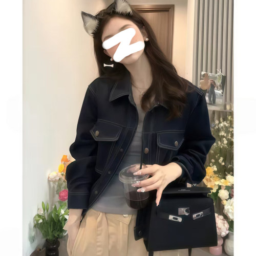 复古翻领牛仔外套女春季2026新款大码设计感休闲百搭夹克牛仔上衣